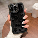 Fashion Love Heart Case for iphone 15 PRO MAX 13 PRO Soft Fabric Cloth Velvet Plush Cover for iphone 14 PRO MAX 11 12 15 PLUS