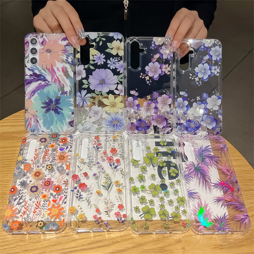 Luxury Flower Transparent Phone Case Clear Cover For Samsung A15 A55 A13 A14 A23 A24 A34 A52 A53 A54 S24 S23 S22 Plus Ultra