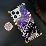 Luxury Bling Diamonds Pearl Leopard Cover For iphone 15 PRO 14 PRO MAX 11 12 PRO XS XR 8 Square Phone Case For iphone 13 PRO MAX
