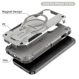 For Magsafe Magnetic Wireless Charge Phone Case For iPhone 15 14 13 Pro Max Plus Stand Cases Shockproof Hard Back Cover