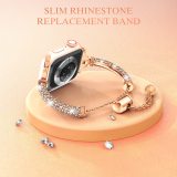 Metal Bling Band Compatible with Apple Watch Band Dressy Bracelet with Rhinestone Bumper for iWatch Series Ultra 8 7 6 5 4 3 2 1