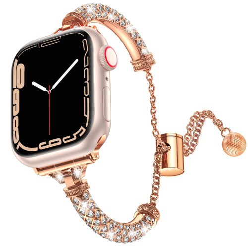 Metal Bling Band Compatible with Apple Watch Band Dressy Bracelet with Rhinestone Bumper for iWatch Series Ultra 8 7 6 5 4 3 2 1