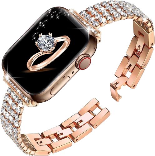 Luxury Stainless Steel Band Bling Strap for Apple Watch Band 40mm 41mm 44mm 45mm Slim Jewelry Metal Link Bracelet Women iWatch Ultra 2 49mm 9 8 7 6 5 4 3 SE