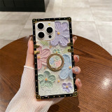 Electroplating Flower Ring Holder Phone Case for IPhone 13 12 Mini 15 14 11 Pro Max XS 7 8 Plus Hard Shell Fall Prevention Cover