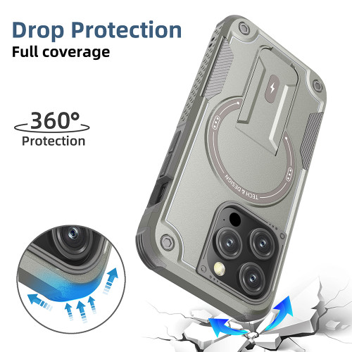 For Magsafe Magnetic Wireless Charge Phone Case For iPhone 15 14 13 Pro Max Plus Stand Cases Shockproof Hard Back Cover