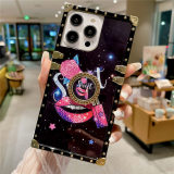 Fashion Pink Lip Queen Case For Samsung Galaxy S24Ultra S23Plus S22 S21 S20 Note 20 S23FE A13 A14 A54 Square Ring Holder Cover