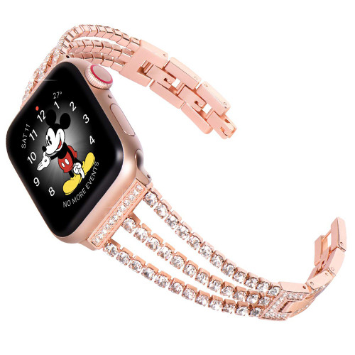 Luxury Stainless Steel Band Diamonds Replacement strap For Apple Watch series 4 5 6 SE 7 44mm 40mm 41 45mm Band chain Bracelet For iWatch 3 42mm 38mm