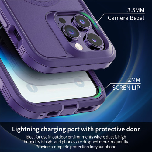 Magnetic Defender Series Case for iPhone 12 13 14 15 pro Max Plus Cover Hybrid Heavy Military Drop MagSafe Shockproof Case