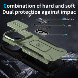 Army Push Window Shockproof Phone Case For iPhone 15 13 12 11 14 Pro Max Magnetic Ring Holder Military Bumper Rugged Back Cover