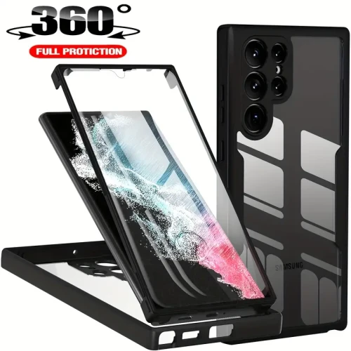360 Full Body Screen Protector Transparent Case For Samsung Galaxy S24 Ultra S23 S22 Plus S21FE A52 A54 A53 A14 A13 Phone Cover