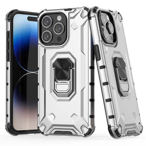 Shockproof Armor Bumper Metal Finger Ring Holder Phone Case For iPhone 15 13 14 Pro Max Plus Hybrid Magnetic Stand Bracket Cover