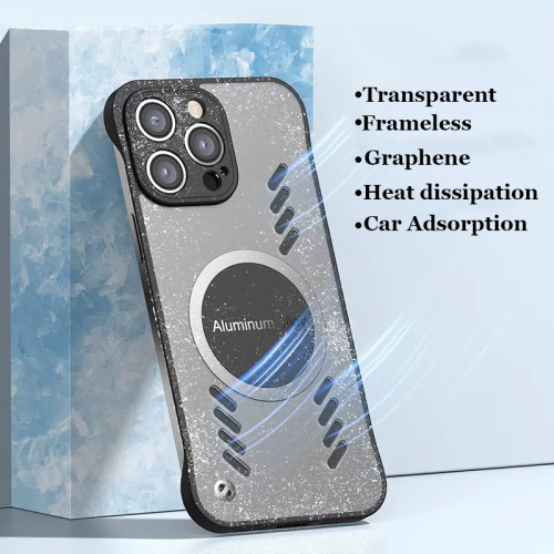 Cooling Transparent PC Case For iPhone 15 14 13 12 11 Plus Pro Max X XS XR Magsafe Magnetic Frameless Graphene Phone Cover