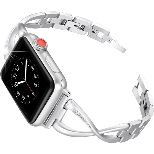 Stainless Steel Strap for Apple Watch 40mm 41mm 44mm 45mm Band IWatch Series SE 9/8/7/6/5/4/3 Women Dressy Jewelry