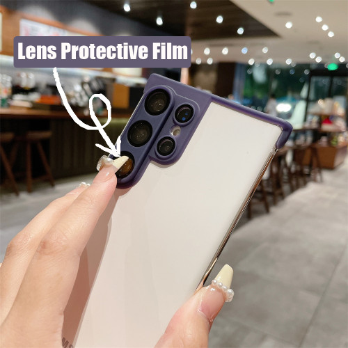 Luxury Camera Lens Glass Film Protection Four Corner Air Cushion Case for Samsung S24 S23 Ultra S22 Plus Bumper Shockproof Cover