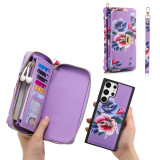 Luxury Floral Leather Wallet Case For Samsung Galaxy S23 S22 Plus Note20 Ultra Cover Detached Handbag