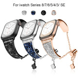 Metal band compatible with apple watch 9/8/7/6/5/4/3/2 SE ulera shiny rhinestone bracelet for iwatch38/40/41/42/44/45/49mm band