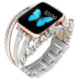 Metal Strap For Apple Watch Band Series876 se54Ultra Women Jewelry Bracelet Chain iWatch 49mm 45mm 41mm 40mm 38 44mm Peal Wrist