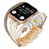 Metal Strap For Apple Watch Band Series876 se54Ultra Women Jewelry Bracelet Chain iWatch 49mm 45mm 41mm 40mm 38 44mm Peal Wrist