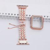 Gift 2 Diamonds + Metal Case Women Gold Wristband for Apple Watch Band SE/7/6/5/4/3/2/1 41mm 45mm 38/42mm Apple Watch &1pc Case