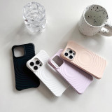 Wave Water Ripple Liquid Silicone Soft Phone Case for iPhone 12 13 14 15 Pro Max Wireless Charging Magsafe Shockproof Cover