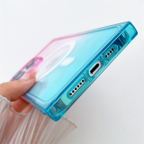 Square Gradient Frame Clear Acrylic Magnetic For Magsafe Case For iPhone 15 14 Pro Plus Max Wireless Charging Shockproof Cover