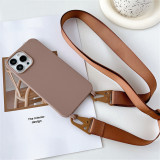 Crossbody Necklace Strap Lanyard Matte Silicone Case For iPhone 14 Pro Max 13 11 12 Mini XR X XS 6S 7 8 Plus SE Shockproof Cover