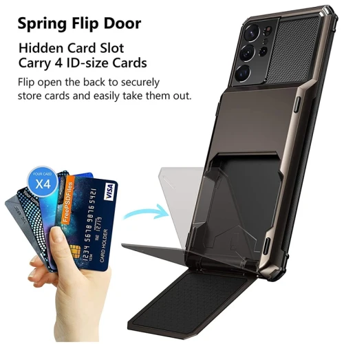 Credit Card Holder Slot Cover For Samsung Galaxy S23 S22 Ultra S21 Plus S20 FE Note 20 A13 A34 A54 A14 Wallet Pocket Phone Case
