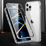 360°Full Protection Metal Magnetic Phone Case For IPhone 15 14 13 12 11 Pro Max X XS XR 8 7 Plus Double-Sided Glass Bumper Cover