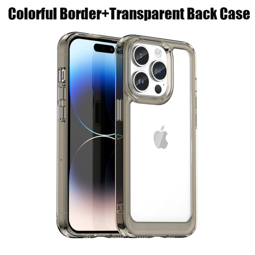 Colored TPU Soft Border+PMMA Hard Back Panel Case For iPhone 14 Pro Max 13 12 11 Pro Max 14 Plus Bumper Transparent Rear Cover