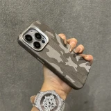 Camouflage Leather Magsafe case for iphone 13 14 15pro 12 13Pro 14pro max Plating Lens Matte Wireless Charging shockproof cover