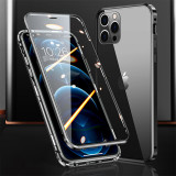 360°Full Protection Metal Magnetic Phone Case For IPhone 15 14 13 12 11 Pro Max X XS XR 8 7 Plus Double-Sided Glass Bumper Cover