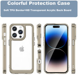 Colored TPU Soft Border+PMMA Hard Back Panel Case For iPhone 14 Pro Max 13 12 11 Pro Max 14 Plus Bumper Transparent Rear Cover