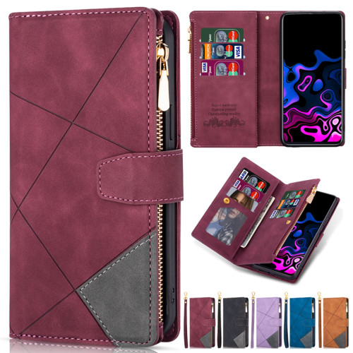 Wallet Line Splicing Zipper Leather Case For Samsung Galaxy S24 Ultra S23 Plus S22 S21 S20 FE A05s A14 A15 A34 A35 A53 A54 A55