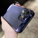 Luxury Plating Mesh Hollow Case for iPhone 15 14 Plus 12 13 11 Pro X XR XS Max 7 8 Cooling Ultra Thin Hard PC Shockproof Cover