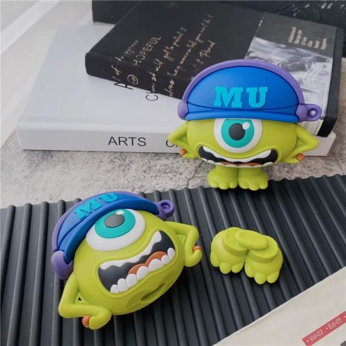 Disney Cute Monsters Inc Mike Wazowski Keychain Airpods 1/2 pro 3 Soft Silicone Case Bluetooth Headset Box Protective Case
