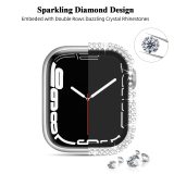 Diamond Full Protection Hard PC Cover Bumper for Iwatch 7 Accessories Tempered Glass Screen Protector for Apple Watch Series 7