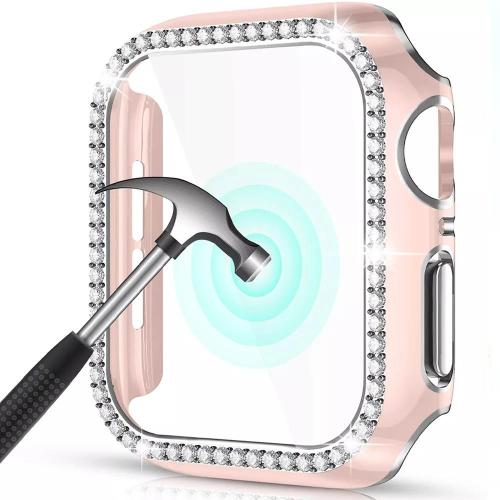 Bling Glass+Cover For Apple Watch Case 45mm 41mm 40mm 44mm 42mm 38mm Diamond bumper+Screen Protector iwatch series 7 9 8 5 6 SE