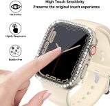Glass+Watch Cover for Apple Watch 45mm 41mm 40mm 44mm 38mm 42mm Bling Case Diamond Bumper Protector for iwatchSE 9 8 7 6 5 4 3 2