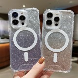 luxury Magnetic Gradient Glitter Phone Case For iPhone 15 13 14 12 11 Pro Max Plus For Magsafe Soft TPU Anti-Fall Back Cover