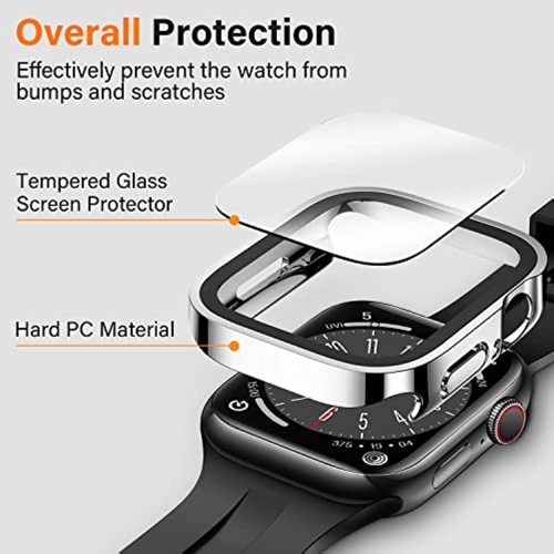 Waterproof Case for Apple Watch 7 8 9 45mm 41mm Screen Protector Glass+Cover Bumper Tempered iWatch 5 SE 6 44mm 40mm Accessories