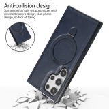 Ultra Slim PU Leather Phone Case with Ring Stand For Samsung Galaxy S24 S23 Plus S22 Magnetic for MagSafe Kickstand Hard Cover
