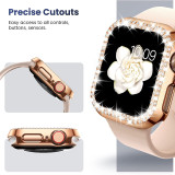 Protective Case for Apple Watch Case 9/8/7 41mm 45mm Bling Rhinestone Women Bumper Frame Cover iWatch Series 40mm 44mm 6/5/4 SE