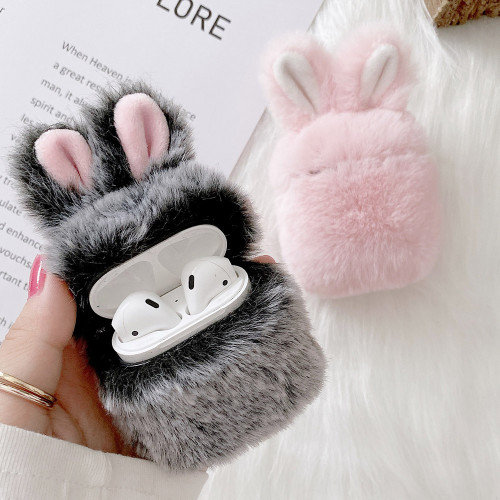 Luxury Earphone Fur Case For Airpods Pro 2019 3 Girls Cute Ear Fluffy Warm Anti Fall Protective Soft Cover For Apple Airpods 2 1
