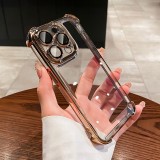 Luxury Transparent Shockproof Phone Case For iPhone 15 14 13 12 11 Pro Max Plus With Lens Protector Electroplate Bumper Cover