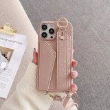 Crossbody Wrist Strap Wallet Leather Cover For iPhone 15 14 13 12 11 Pro Max Phone Case With Card Slot Holder Ring Lanyard