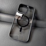 Metal Frame Case For iPhone 15 14 13 12 11 Pro Max Plus Transparent For Magsafe Magnetic Wireless Charge Lens Protector Cover
