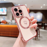Fall Prevention Magnetic Heart  Phone Cases For iPhone 11 12 13 14 15 Pro Max Plus Magsafe Wireless Charging Cover