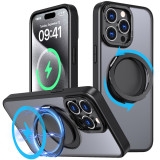 360° Rotating Magnetic Stand Phone Case For iPhone 14 13 11 12 15 Pro Max 15Plus Luxury Soft Frame Shell Shockproof Matte Cover