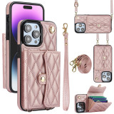 Long Lanyard Leather Cards Solt Wallet Case for Iphone 15 Pro Max 14 Plus 13 12 Mini 7 8 XS XR X SE 2022 Bag Crossbody Cover