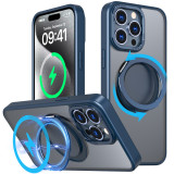 360° Rotating Magnetic Stand Phone Case For iPhone 14 13 11 12 15 Pro Max 15Plus Luxury Soft Frame Shell Shockproof Matte Cover